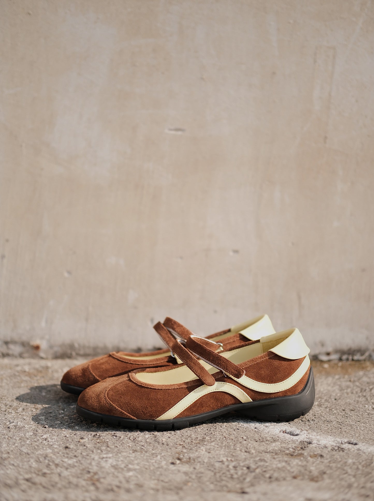 Sporty Mary Jane Retro Sneaker Flats in Suede Leather