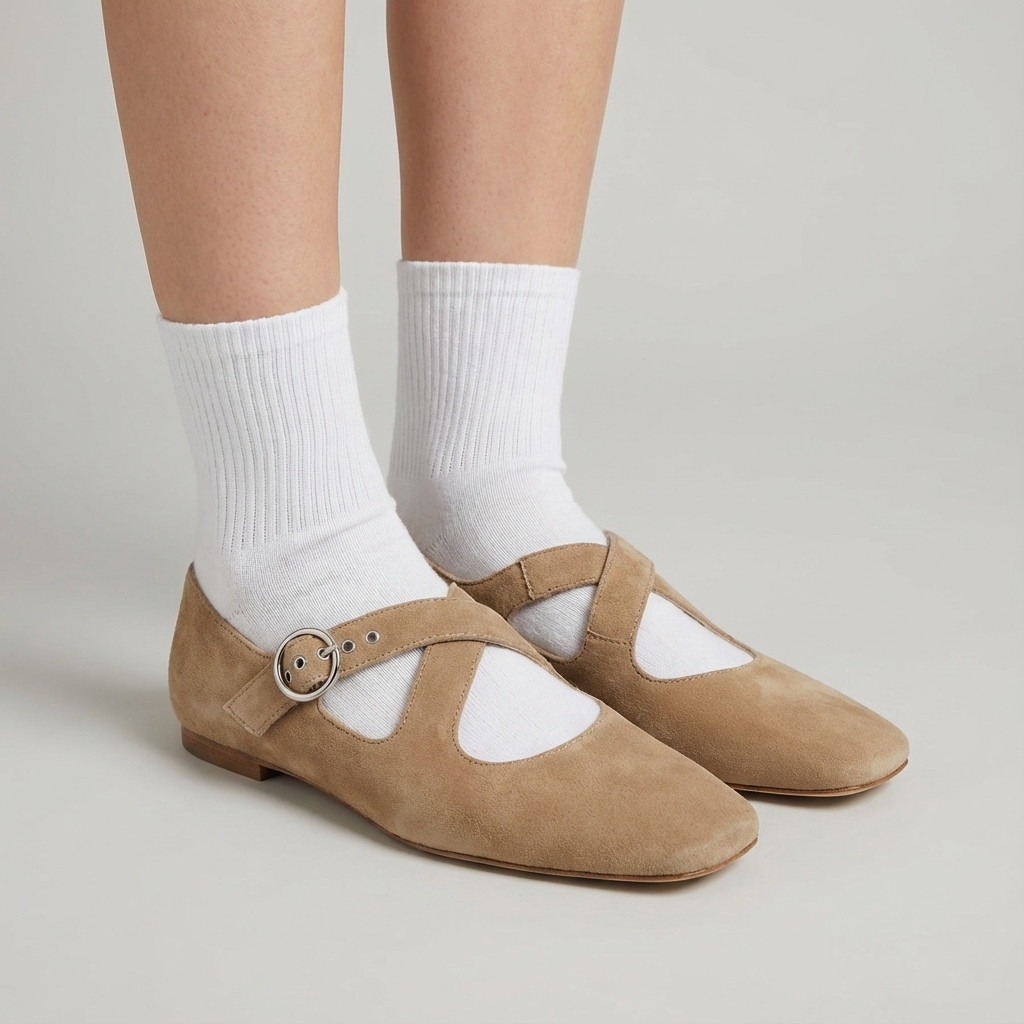 "Ease" Mary Janes Ballet Flats with Cross Straps