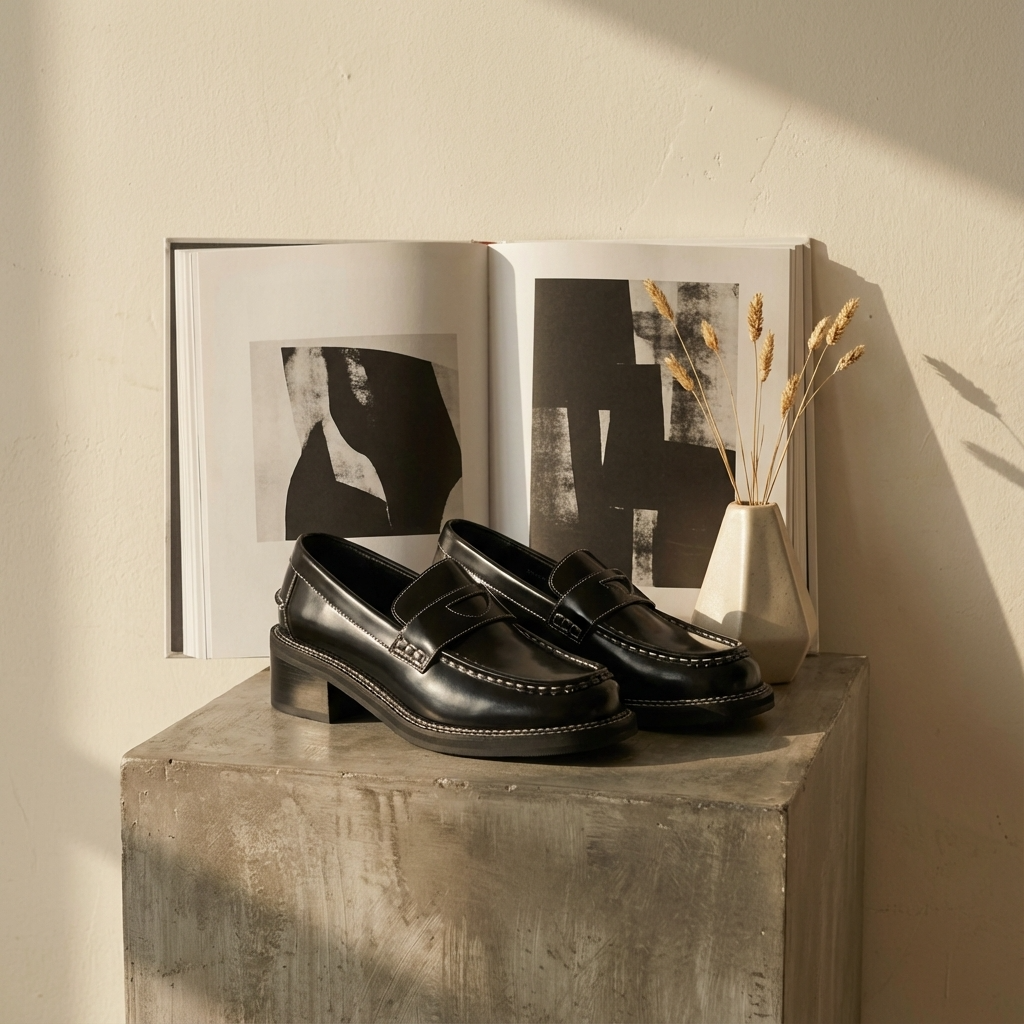 Gentlewoman 3.0 Women's Asymmetric Leather Loafer in Black