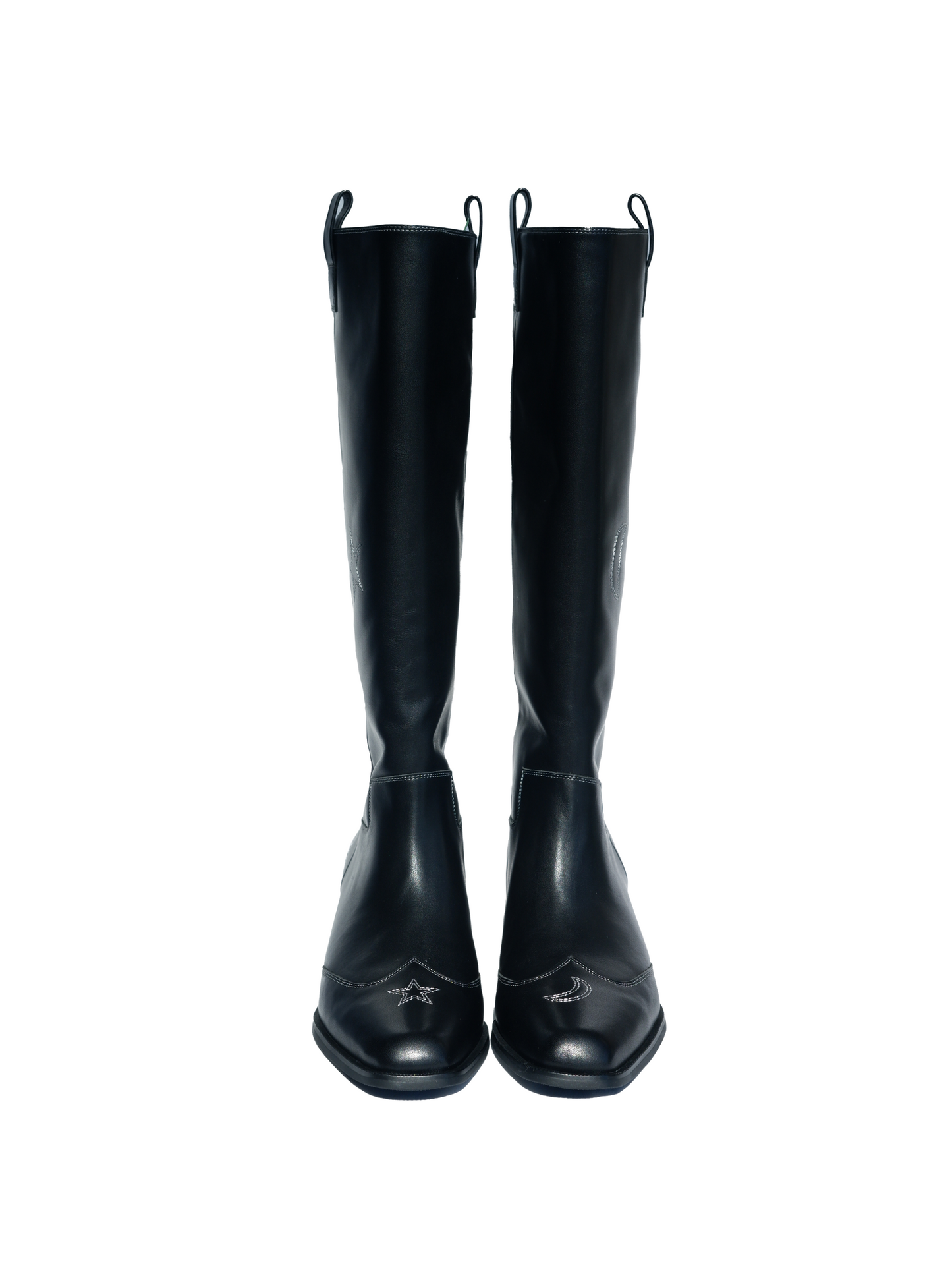 "Star & Moon" Asymmetric Leather Boots