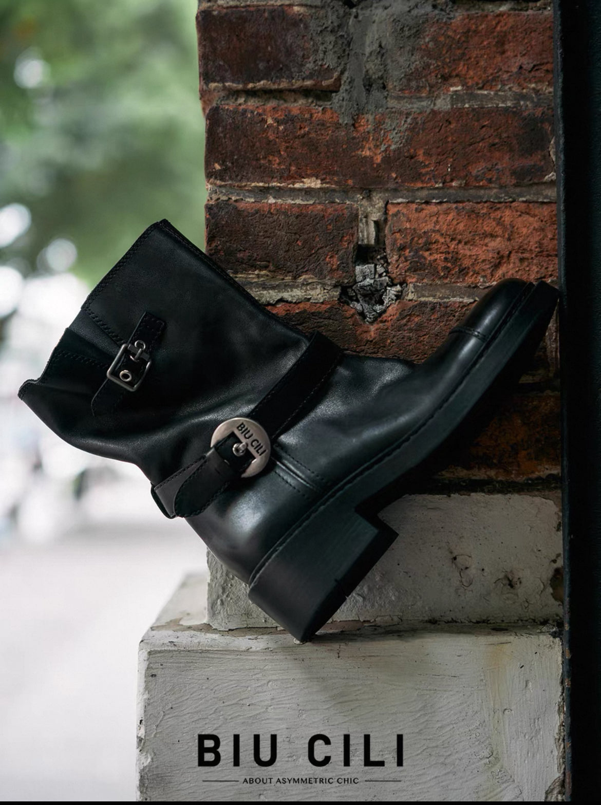 Women's Black Genuine Leather Vintage Engineer Boots