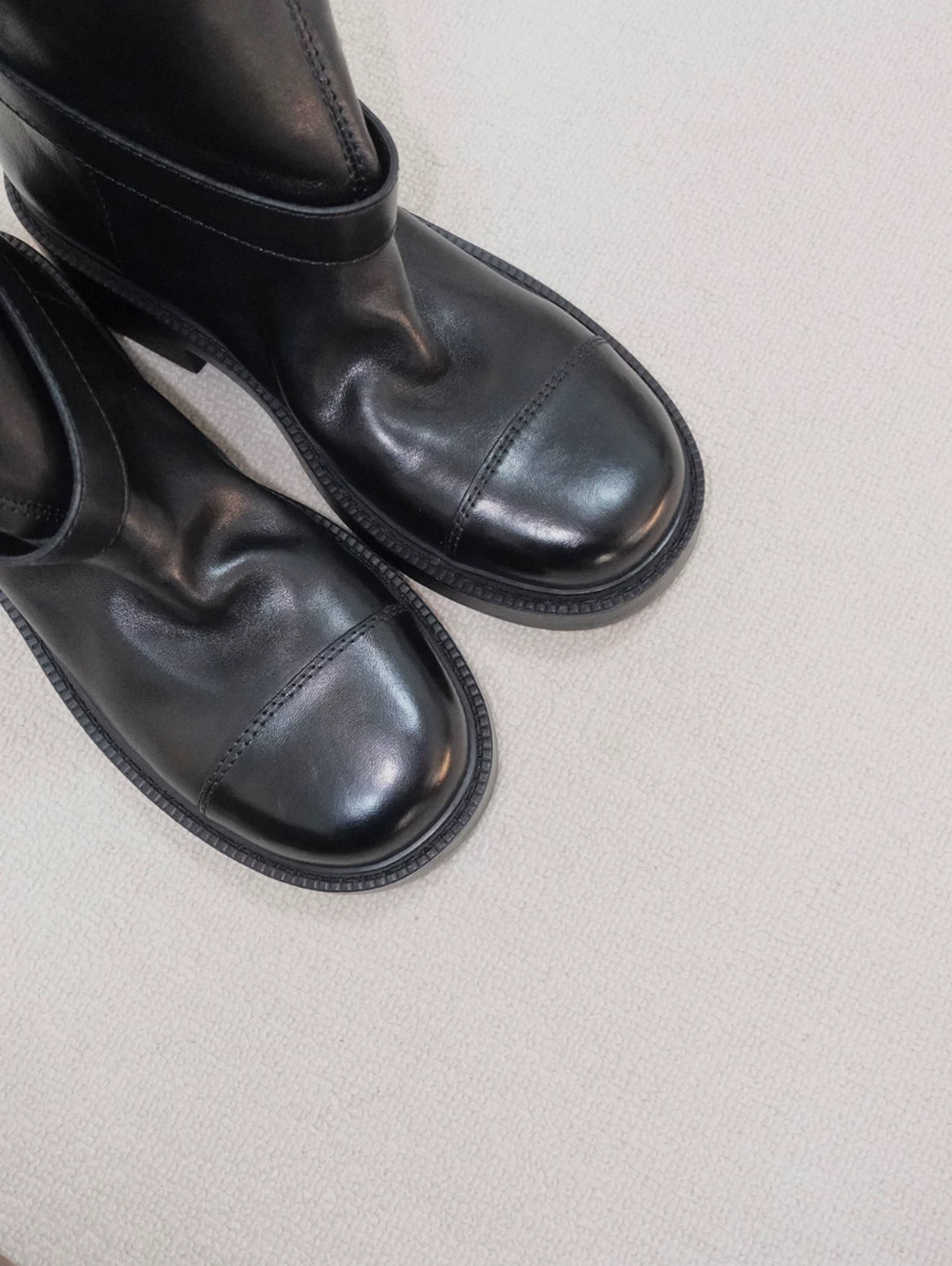 Women's Black Genuine Leather Vintage Engineer Boots