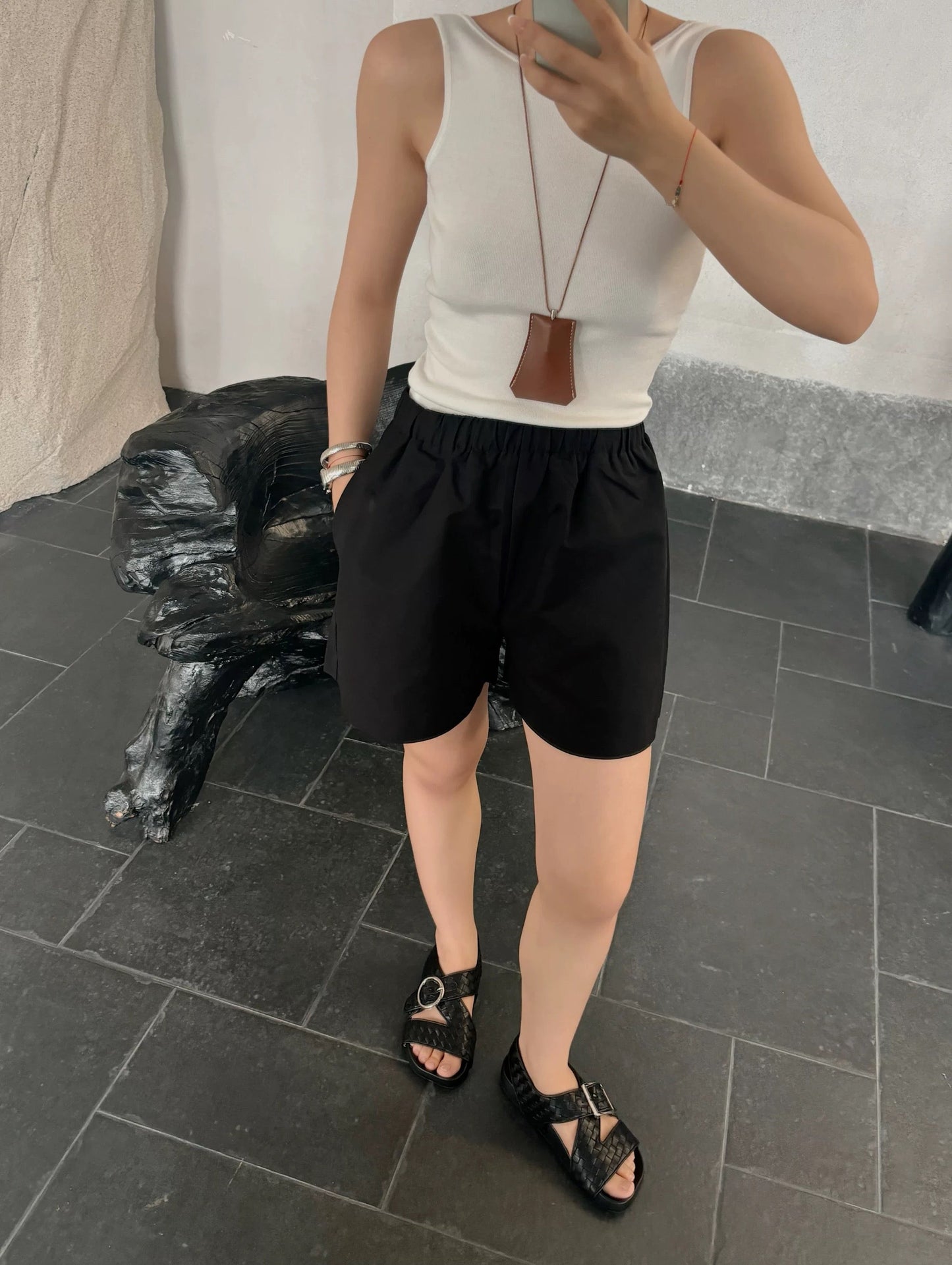 Summer Woven Leather Sandals with Asymmetric Buckle Details