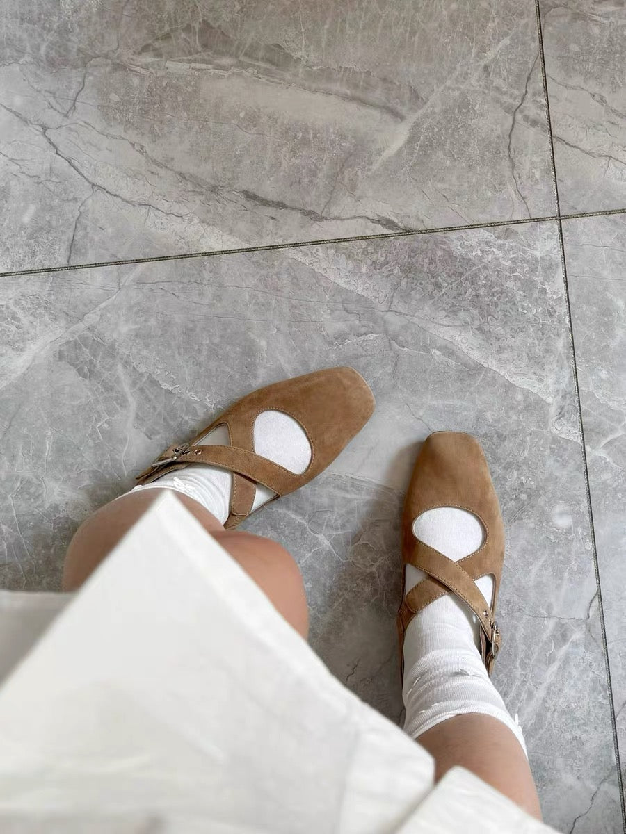 "Ease" Mary Janes Ballet Flats with Cross Straps