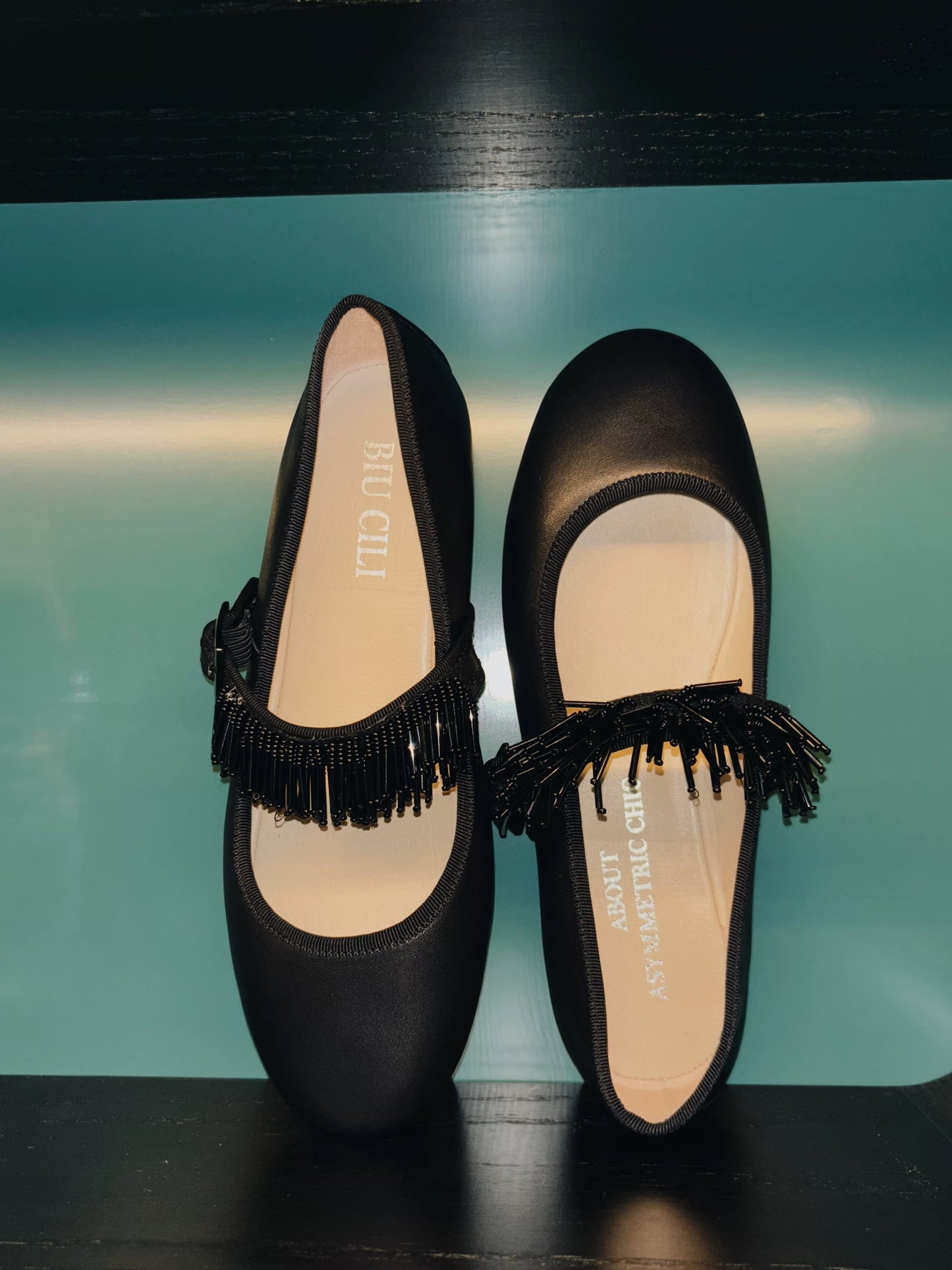 ShyShy Soft Leather Mary Jane Flats with Adjustable Strap
