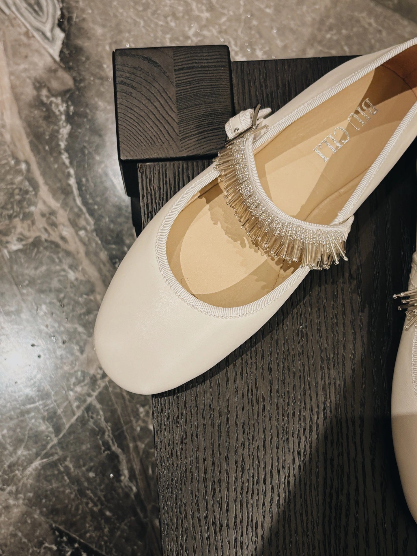 ShyShy Soft Leather Mary Jane Flats with Adjustable Strap