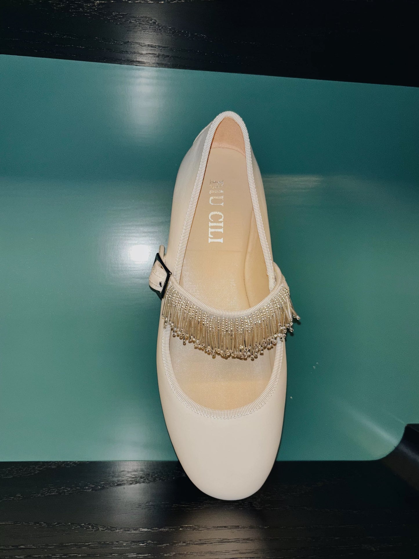 ShyShy Soft Leather Mary Jane Flats with Adjustable Strap