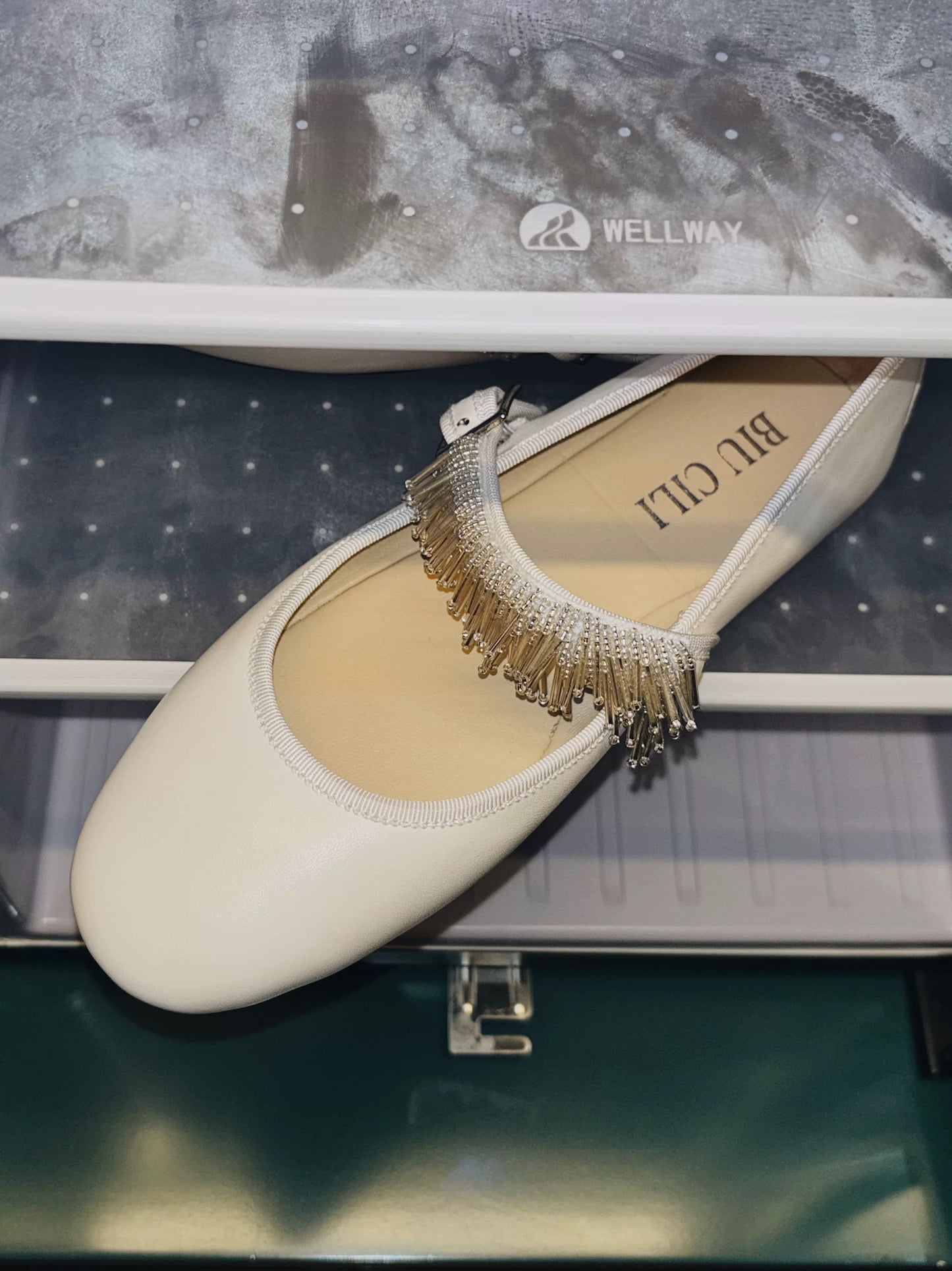 ShyShy Soft Leather Mary Jane Flats with Adjustable Strap