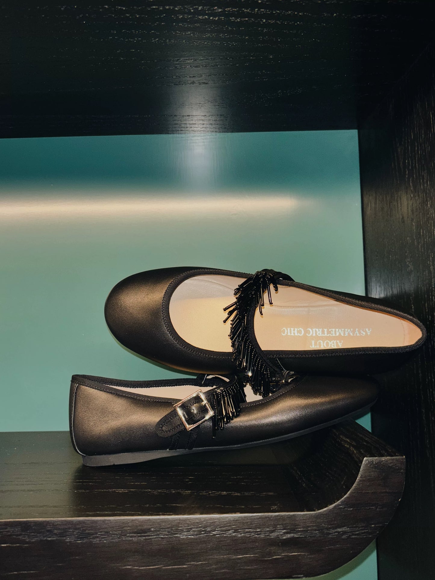 ShyShy Soft Leather Mary Jane Flats with Adjustable Strap