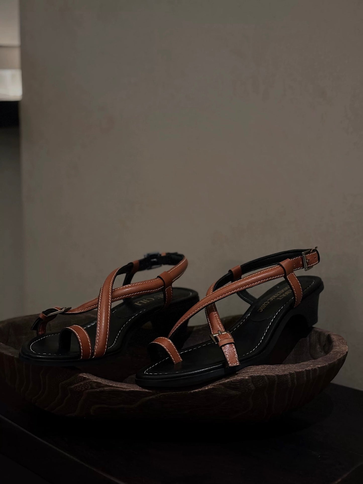 Sunset Stroll Summer Brown Strappy Leather Sandals with Low Heels