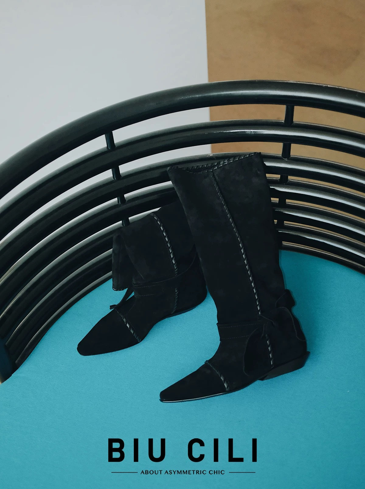 "Midnight Paris" Suede Slouch Mid-Calf Boots