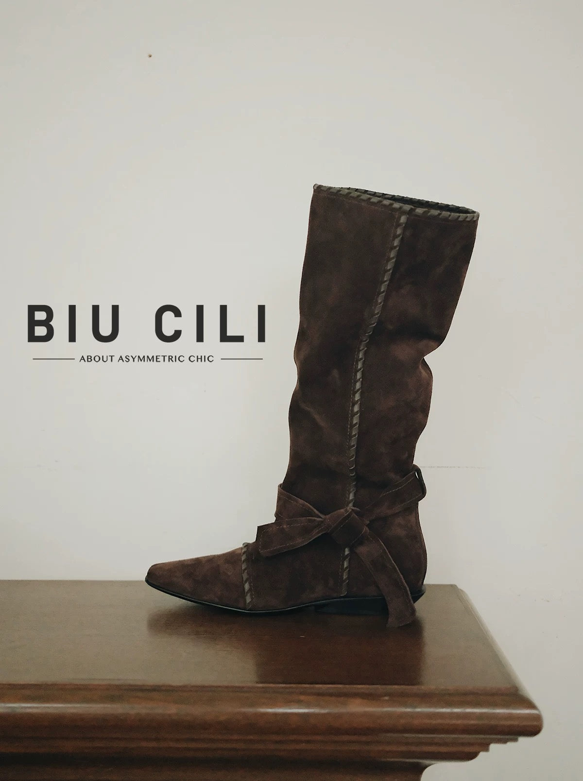"Midnight Paris" Suede Slouch Mid-Calf Boots