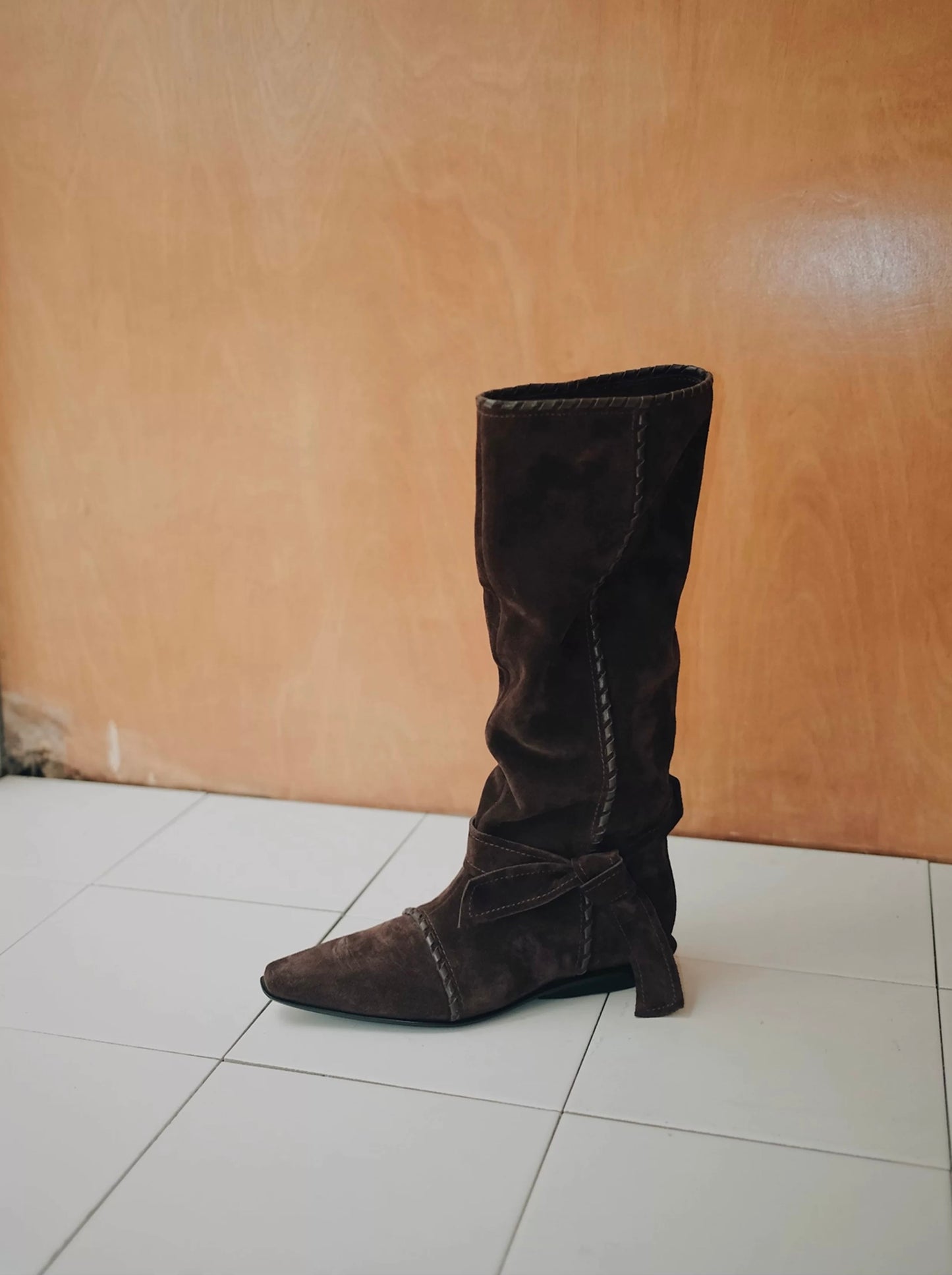 "Midnight Paris" Suede Slouch Mid-Calf Boots
