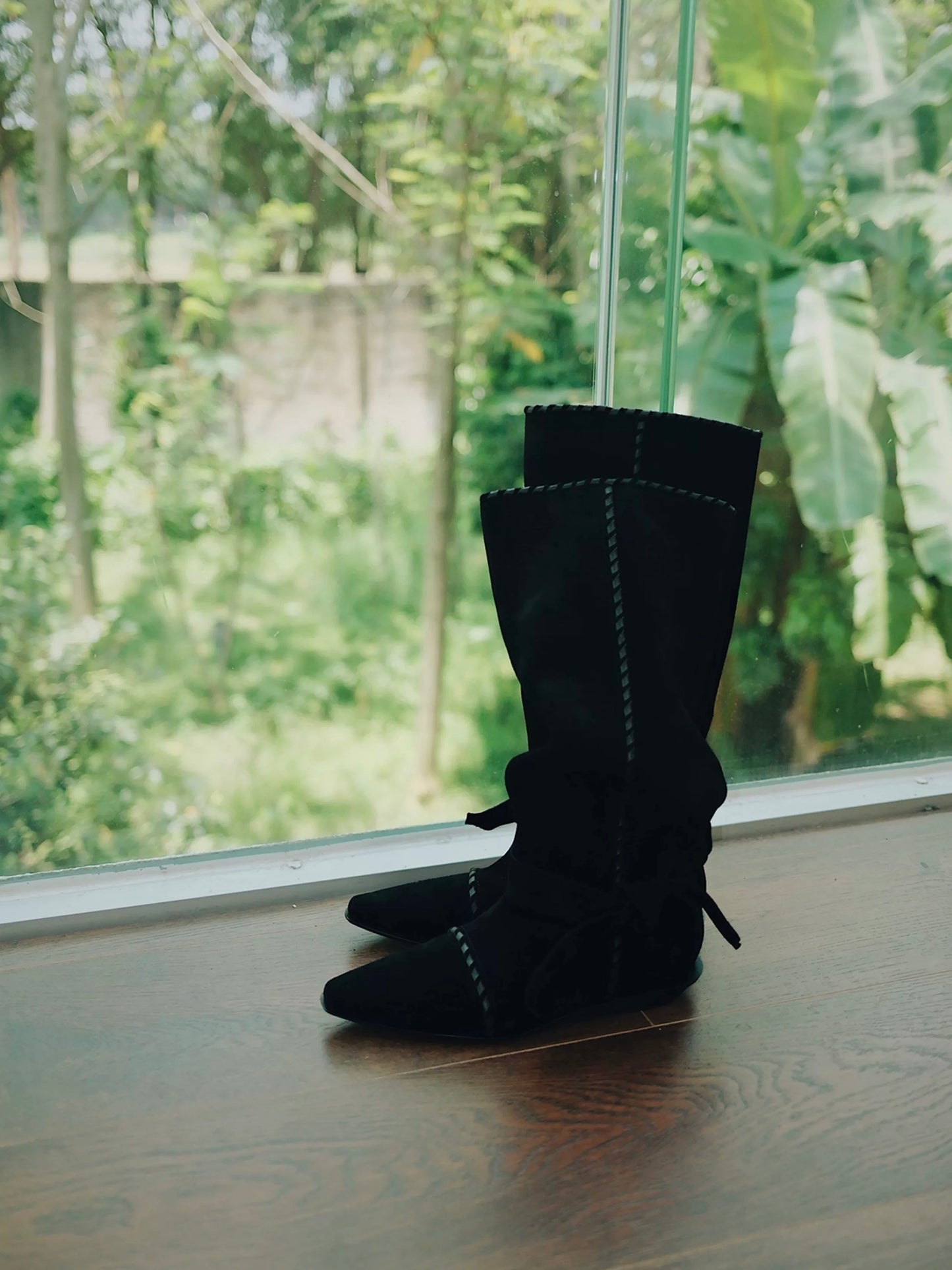 "Midnight Paris" Suede Slouch Mid-Calf Boots