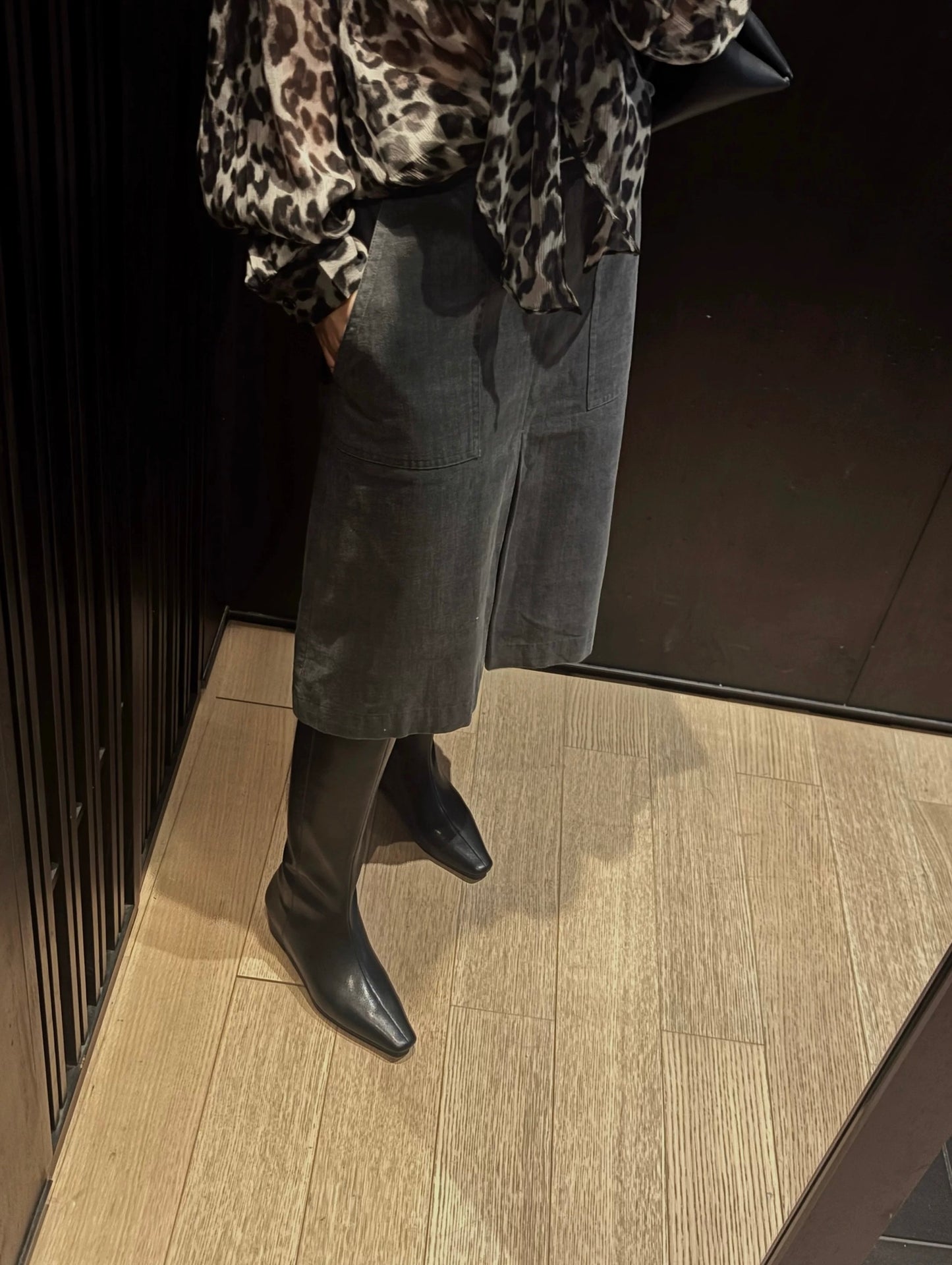 "Nightfall" Women's Minimalist Black Leather Tall Boots with Hidden Lift