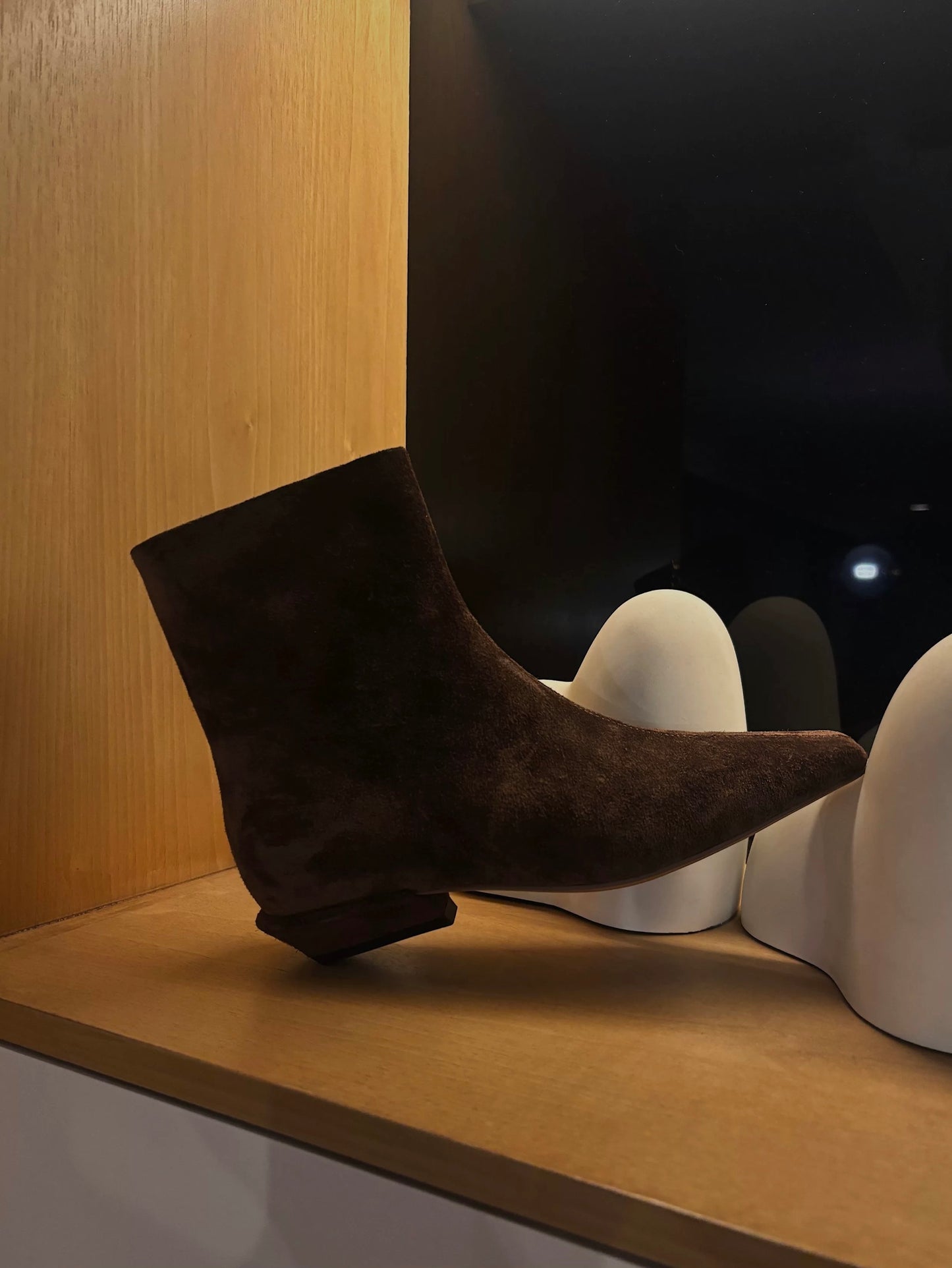 Women's Brown Suede Ankle Boots with Asymmetric Zipper