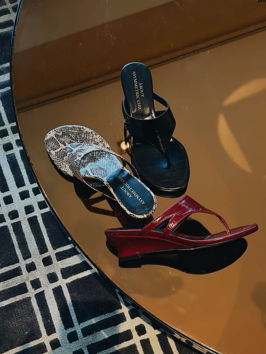 Summer Leather Wedge Heel Sandals