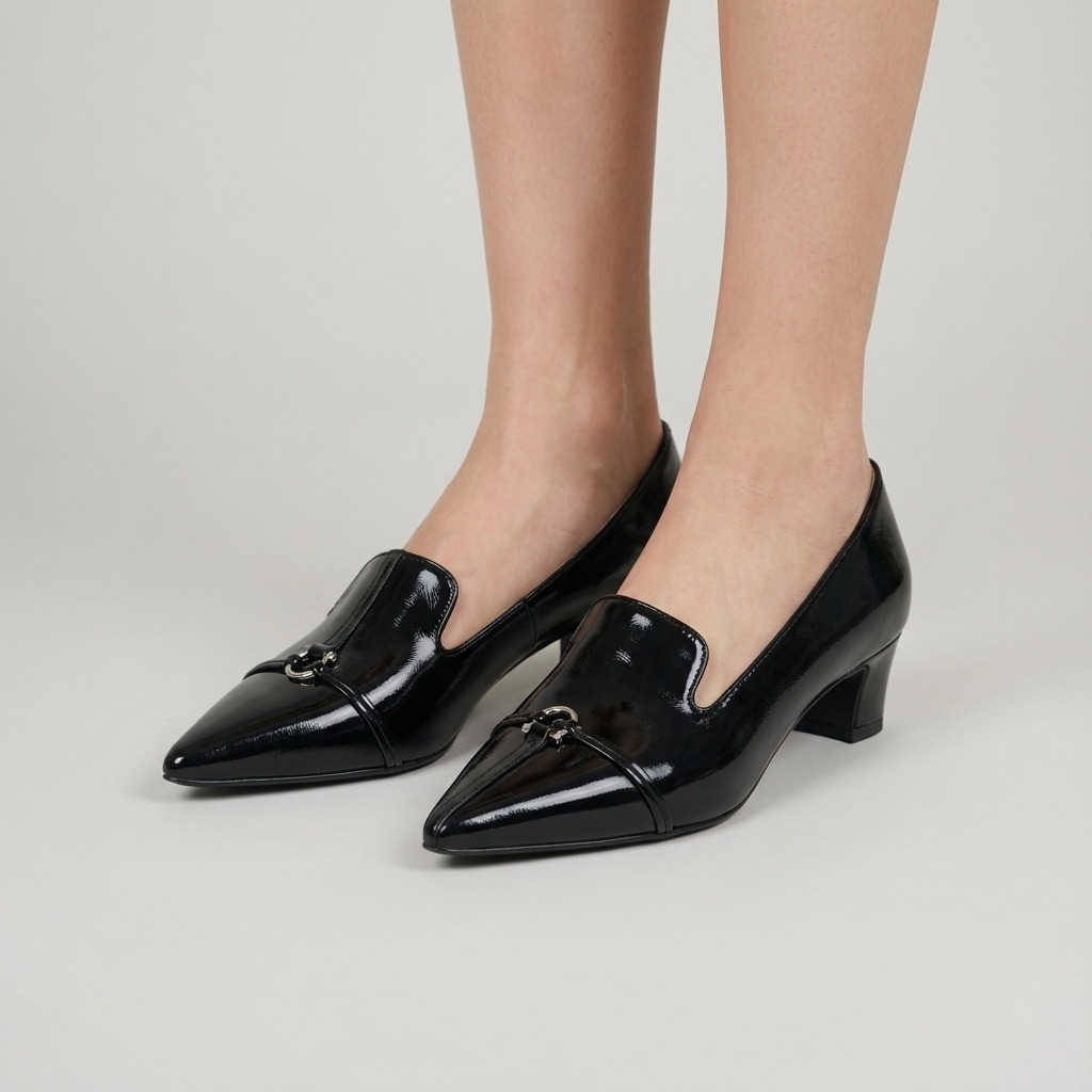 "Modern City" Asymmetric Aesthetic Pointed Toe Heels in Black or Silver