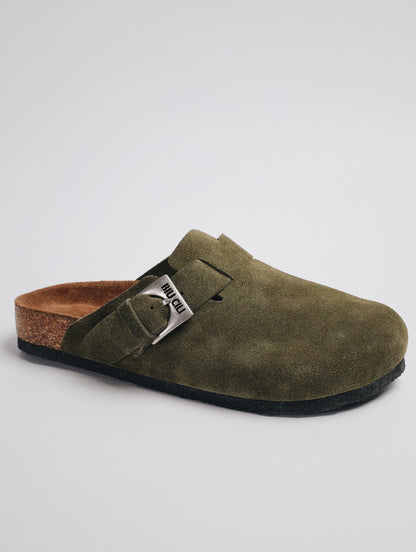 "Moss and Cloud" Soft Footbed Suede Leather Clogs Supreme Comfort Sandals