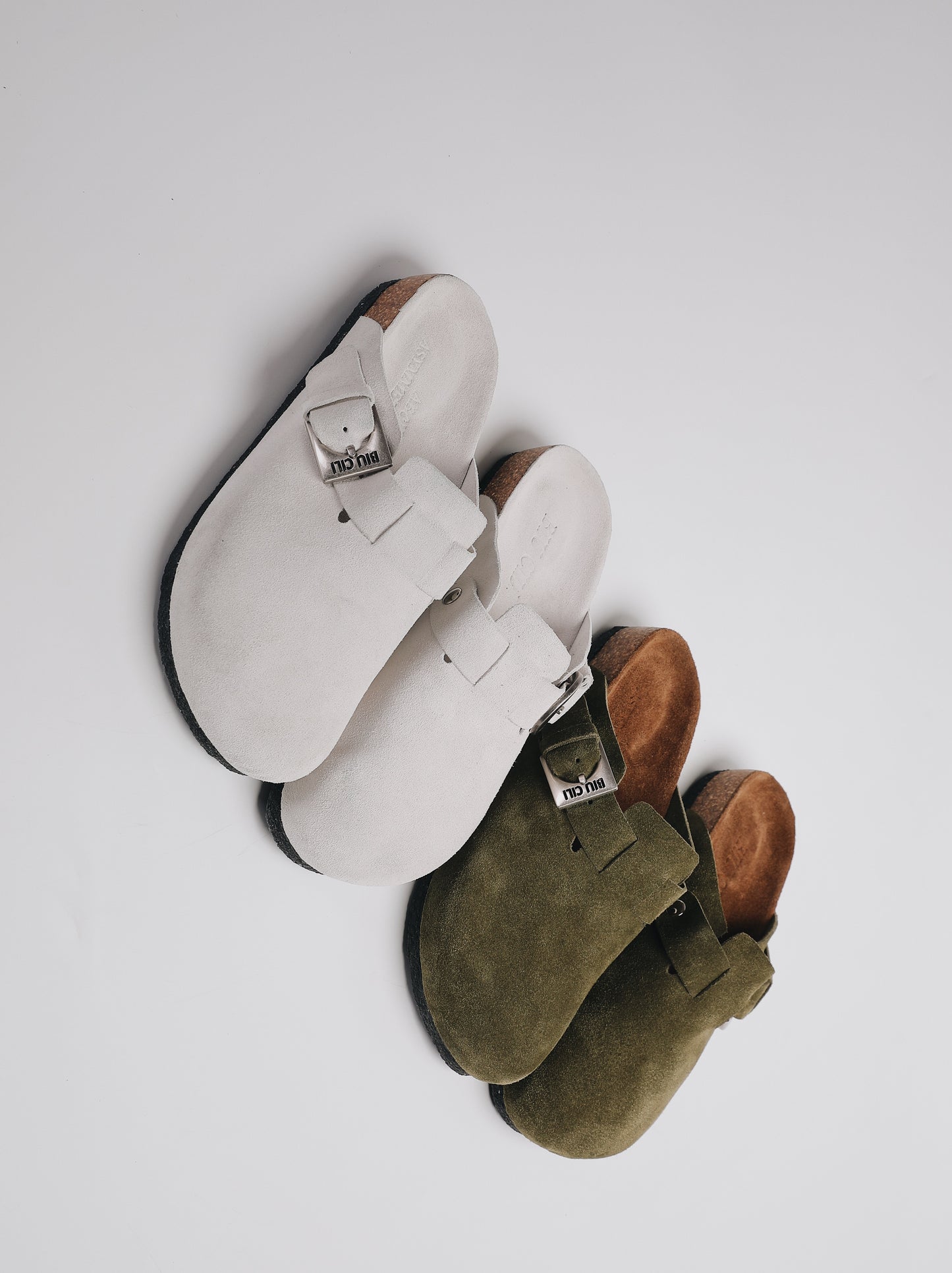 "Moss and Cloud" Soft Footbed Suede Leather Clogs Supreme Comfort Sandals