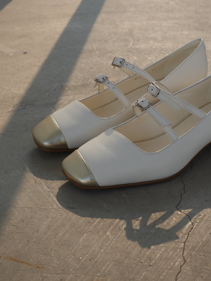 "Golden Era" Women's Asymmetric Square Toe Mary Janes