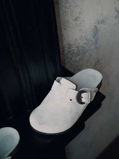 "Moss and Cloud" Soft Footbed Suede Leather Clogs Supreme Comfort Sandals
