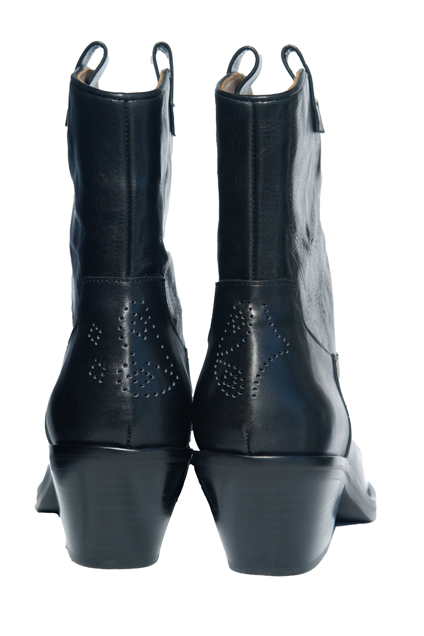 "Rebellious Lady" Women's Retro Square Toe Western Leather Boots in Black