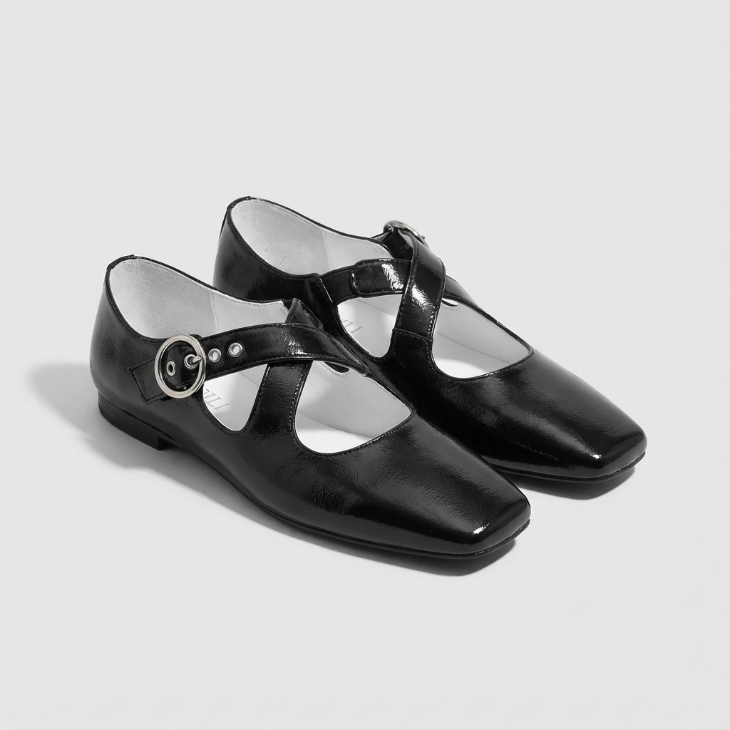 "Ease" Mary Janes Ballet Flats with Cross Straps