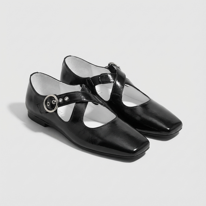 "Ease" Mary Janes Ballet Flats with Cross Straps
