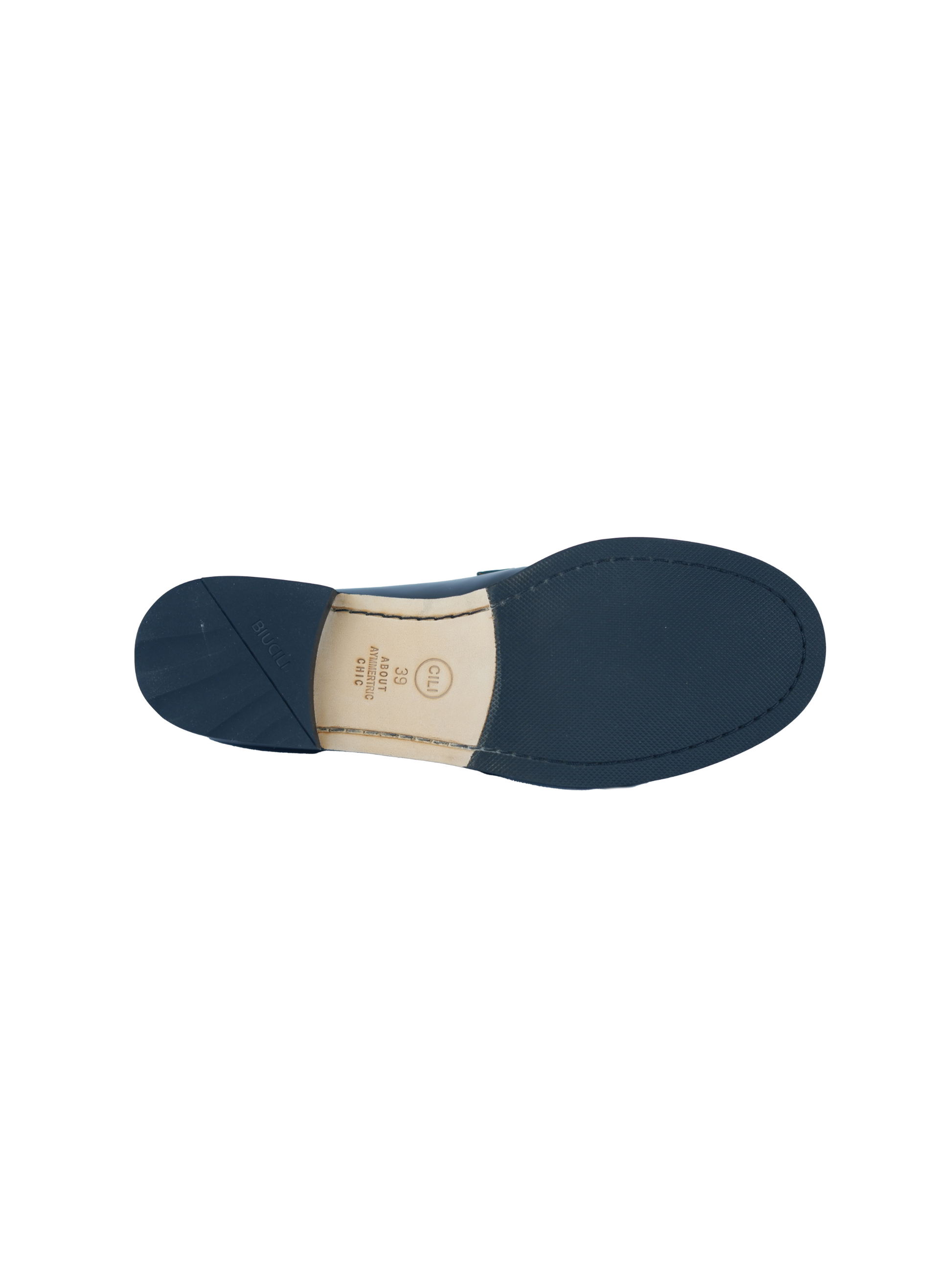 Black leather loafers for women featuring asymmetric tie and bow details, crafted in matte calfskin with low heel and soft structure, shown on white background.