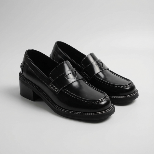 Gentlewoman 3.0 Women's Asymmetric Leather Loafer in Black