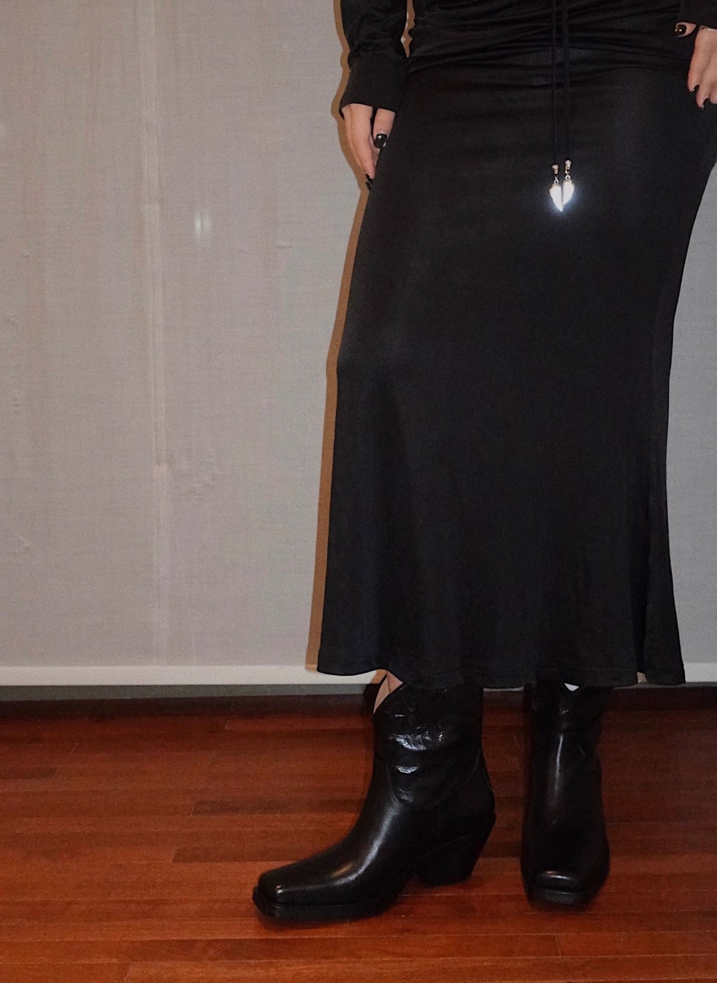 "Rebellious Lady" Women's Retro Square Toe Western Leather Boots in Black
