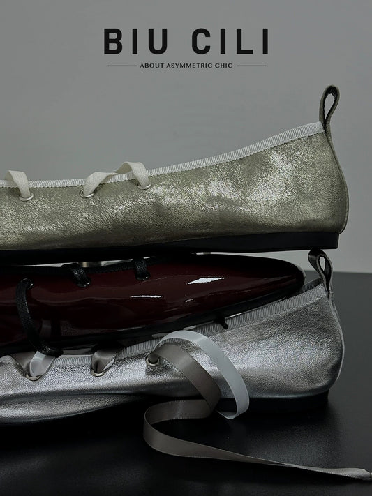 Two-Way Ballet Flats with Detachable Laces