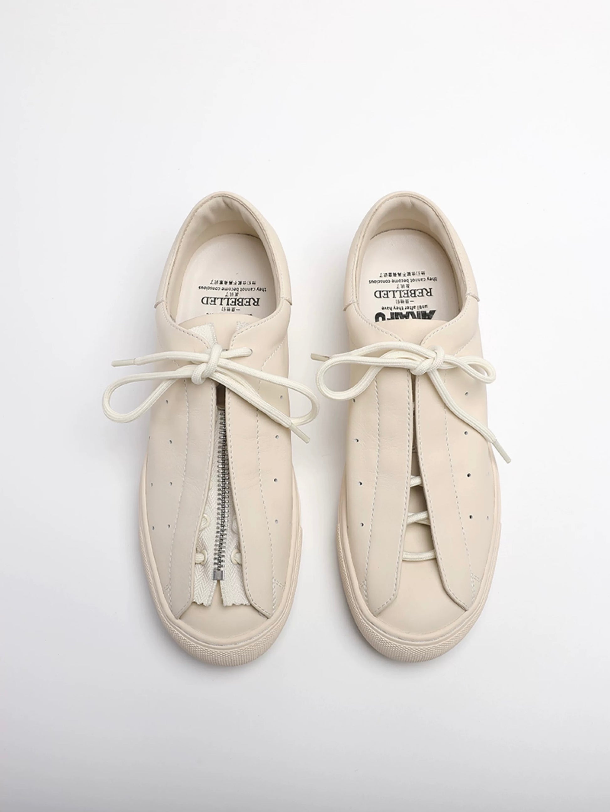 Unisex Retro Leather Sneaker with Removable Zipper
