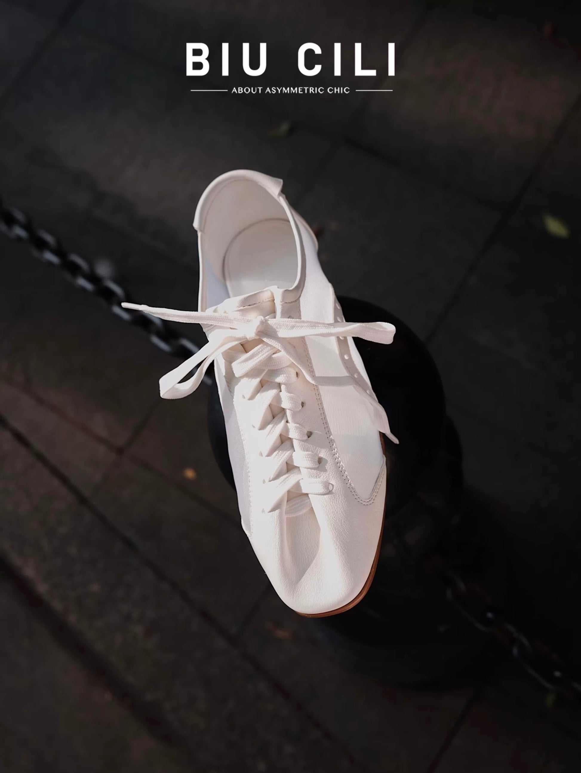 White mesh leather lace-up sneakers for summer, stylish flats perfect for formal and casual outfits.