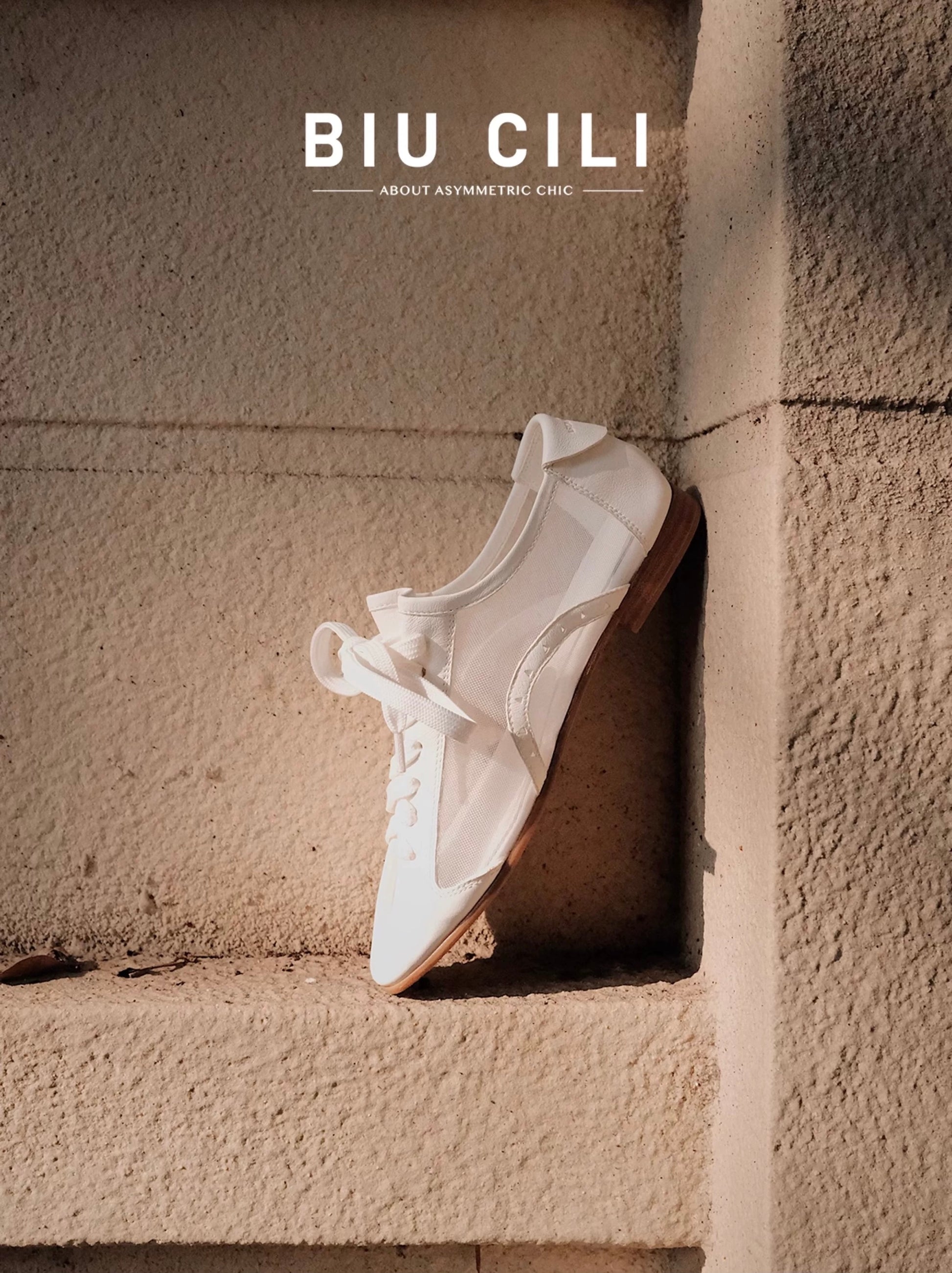 White mesh leather lace-up sneakers for summer, stylish flats perfect for formal and casual outfits.