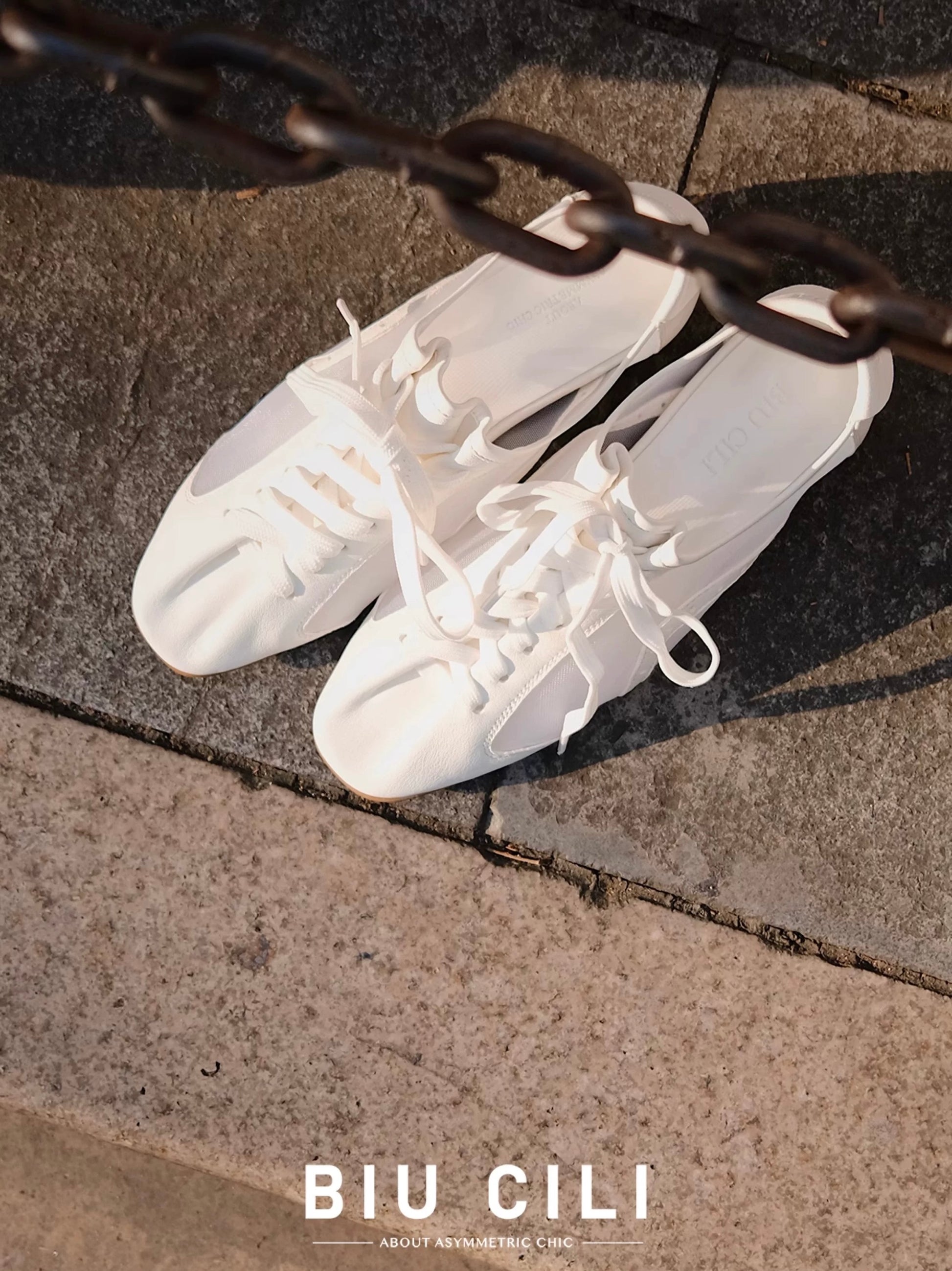 White mesh leather lace-up sneakers for summer, stylish flats perfect for formal and casual outfits.