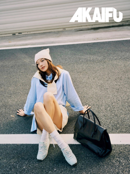 Lace-Up Suede Leather Thin Sole Sneakers with Elevated Insole in Mint Green