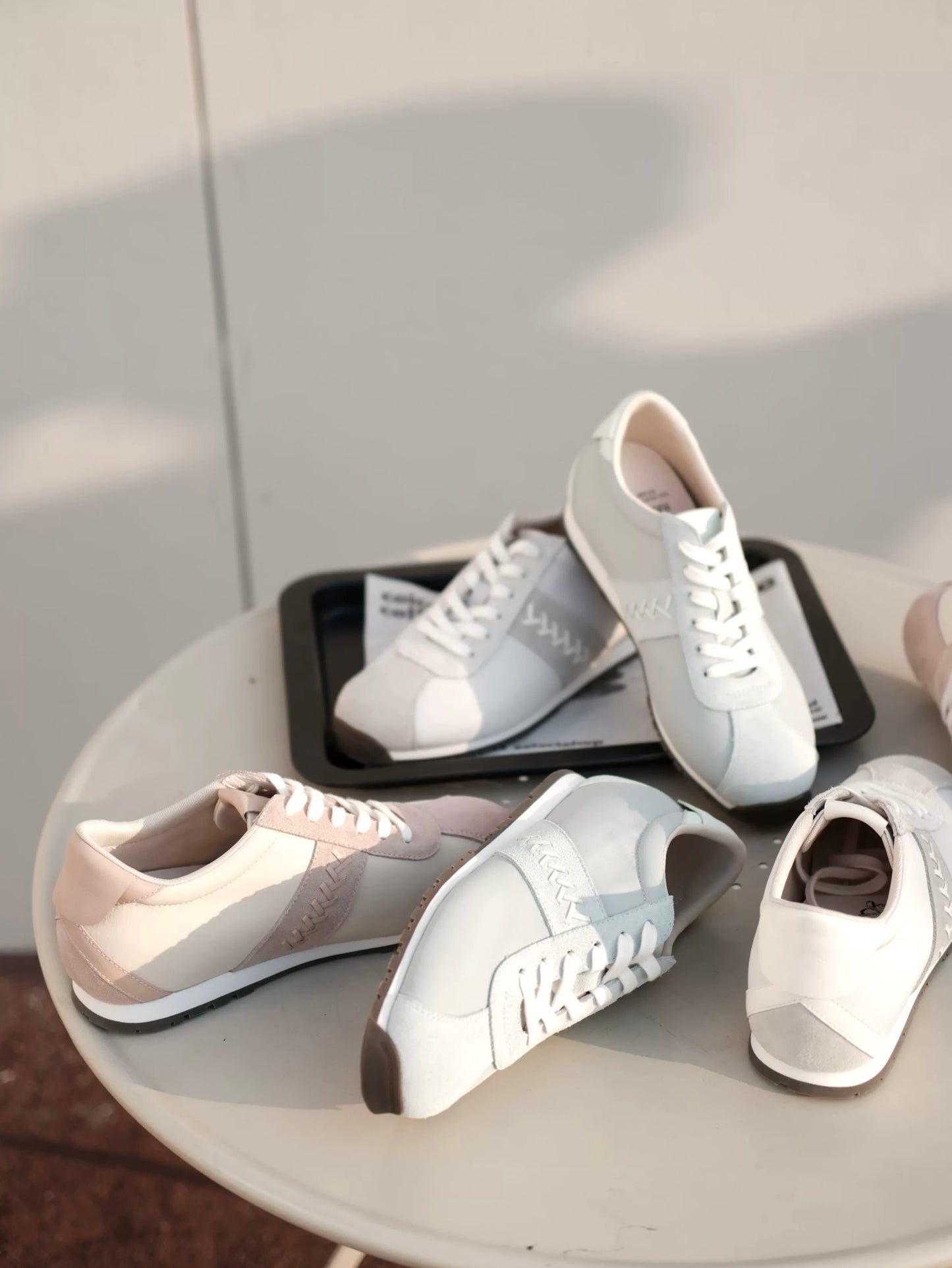 Lace-Up Suede Leather Thin Sole Sneakers with Elevated Insole in Mint Green