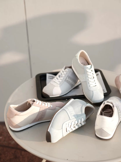 Lace-Up Suede Leather Thin Sole Sneakers with Elevated Insole in Mint Green