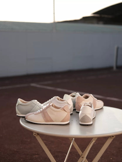 Lace-Up Suede Leather Thin Sole Sneakers with Elevated Insole in Mint Green