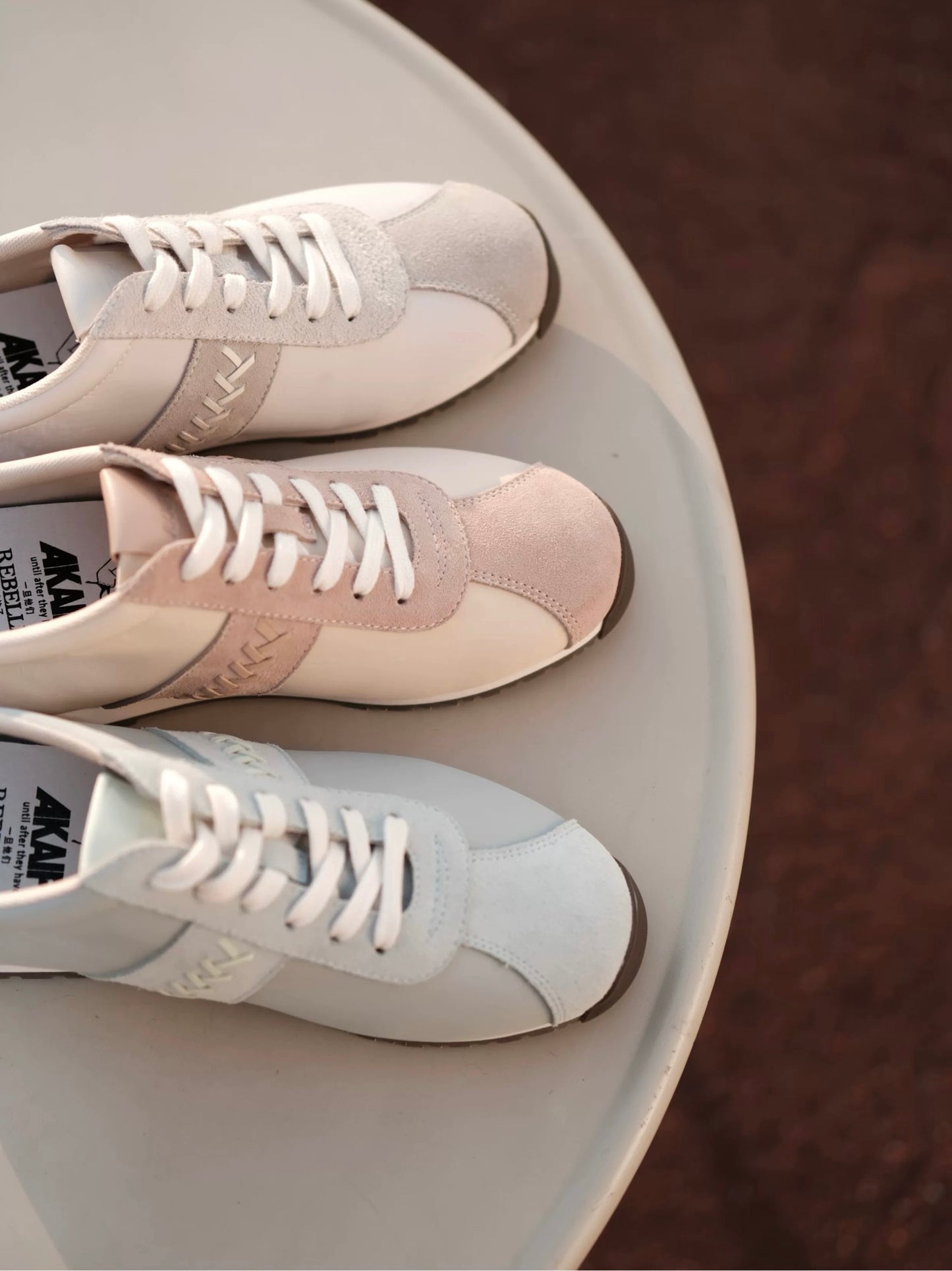 Lace-Up Suede Leather Thin Sole Sneakers with Elevated Insole in Mint Green