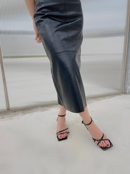 Minimalist Asymmetric Black Leather Sandals with Straps