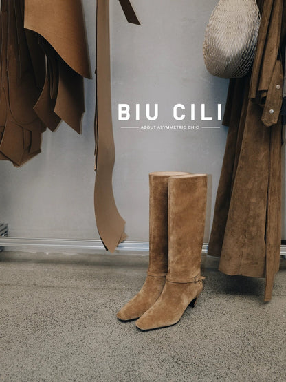 Women’s Suede Knee-High Boots with Heel