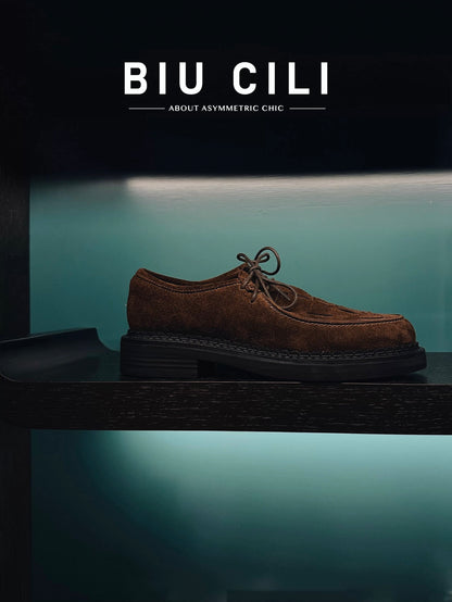 Women's Suede Derby Shoes with Hand-Women Details