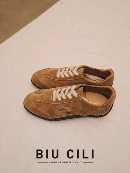 Women's Sneakers with Bow Detail in Khaki