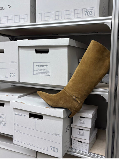 Women’s Suede Knee-High Boots with Heel
