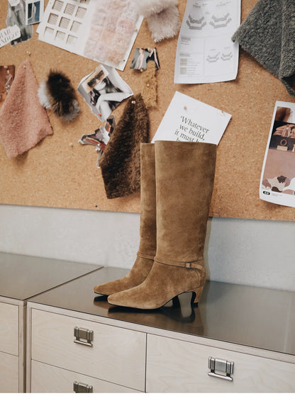 Women’s Suede Knee-High Boots with Heel