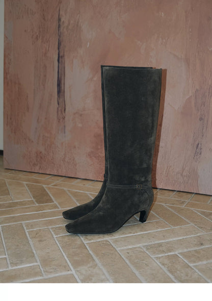 Women’s Suede Knee-High Boots with Heel
