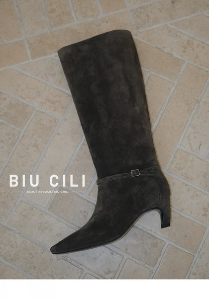 Women’s Suede Knee-High Boots with Heel